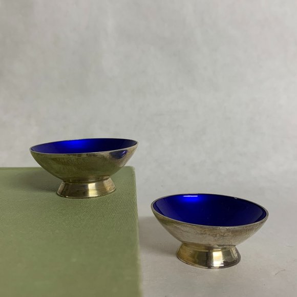 VOLMER BAHNER Other - 60’s VB Denmark Sterling Silver Blue Enamel Salt Sellar Bowl Pair of 2. Denmark